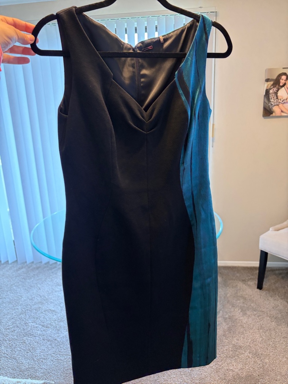 Elie Tahari Black & Teal Sleeveless Sheath Dress Sz 6